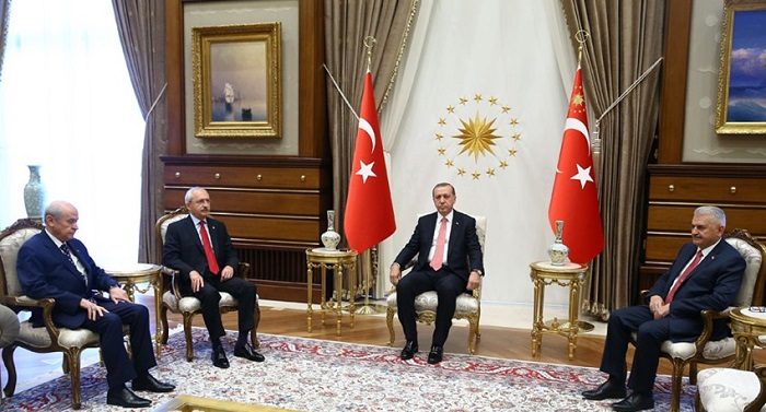 President Erdogan meeting with PM, opposition leaders